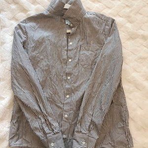 Sezane Blue and Ecru Striped Collared Tomboy Shirt, Size 4 (Euro 36).